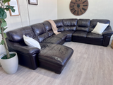 FREE DELIVERY! 🚚 - Bernie & Phyl’s Dark Brown Genuine Leather U Sectional Couch with Chaise