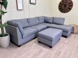 FREE DELIVERY! 🚚 - Gray Modern Sectional Couch with Chaise & Ottoman Set