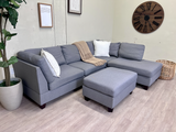 FREE DELIVERY! 🚚 - Gray Modern Sectional Couch with Chaise & Ottoman Set