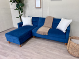 FREE DELIVERY! 🚚 - Blue MCM Tufted Sleeper Sectional Couch with Storage Chaise