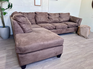 FREE DELIVERY! 🚚 - Bob’s Furniture Brown Microfiber Modern Sectional Couch with Chaise The Cozy Collection