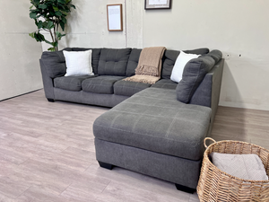 FREE DELIVERY! 🚚 - Ashley’s Furniture Gray Modern Tufted Sectional Couch with Chaise The Cozy Collection