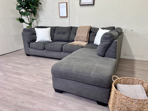 FREE DELIVERY! 🚚 - Ashley’s Furniture Gray Modern Tufted Sectional Couch with Chaise