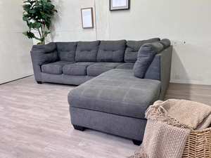 FREE DELIVERY! 🚚 - Ashley’s Furniture Gray Modern Tufted Sectional Couch with Chaise The Cozy Collection