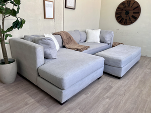 FREE DELIVERY! 🚚 - Jordan’s Furniture Light Gray Modular Deep-Seated Sectional Couch with Chaise & Ottoman Set