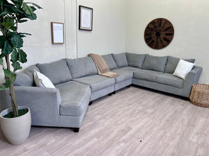 FREE DELIVERY! 🚚 - Raymour & Flanagan “Daine” Gray Modern U Sectional Couch with Cuddle Corner