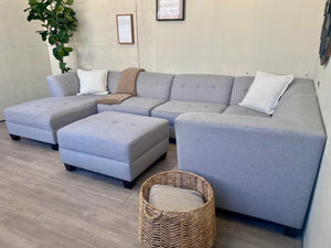 FREE DELIVERY! 🚚 - Soho Living "Miller" Light Gray Modular Tufted Modern U Sectional Couch with Chaise & Ottoman