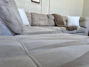 FREE DELIVERY! 🚚 - Beige Microfiber Modern Sectional Couch with Chaise