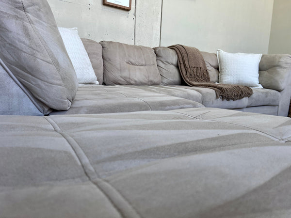 FREE DELIVERY! 🚚 - Beige Microfiber Modern Sectional Couch with Chaise