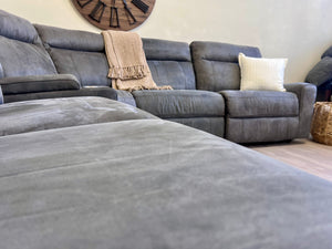 WE DELIVER! 🚚 - Jordan’s Furniture Charcoal Gray Microfiber Electric Reclining Modular Sectional Couch