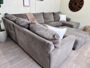 WE DELIVER! 🚚 - Bernie & Phyl’s Brownish Gray Modern U Sectional Couch with Chaise & Oversized Ottoman Set