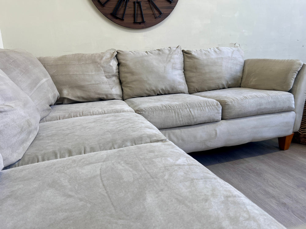 WE DELIVER! 🚚 - Beige Microfiber Modern Sectional Couch