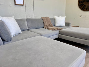 WE DELIVER! 🚚 - West Elm MCM Light Gray Microsuede Deep-Seated Sectional Couch with Dual Chaise Ottomans