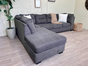 WE DELIVER! 🚚 - Ashley’s Furniture Gray Modern Tufted Sectional Couch with Chaise