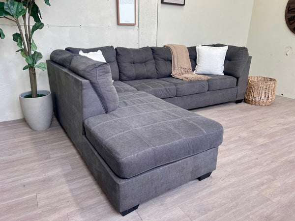 WE DELIVER! 🚚 - Ashley’s Furniture Gray Modern Tufted Sectional Couch with Chaise