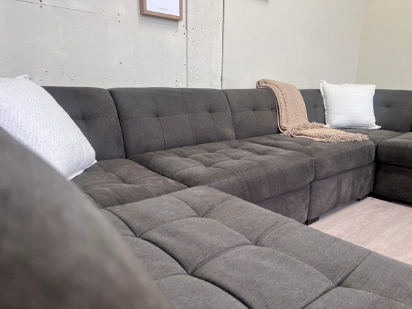 WE DELIVER! 🚚 - Macy’s Gray Modular Tufted Modern U Sectional Couch