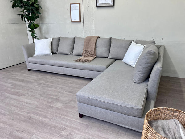 WE DELIVER! 🚚 - Italian Flexform "Victor" Light Gray Deep-Seated L Sectional Couch with Chaise