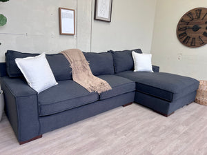 WE DELIVER! 🚚 - Ashley’s Furniture Charcoal Gray Modern Deep-Seated L Sectional Couch with Chaise