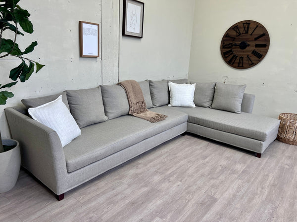 WE DELIVER! 🚚 - Italian Flexform "Victor" Light Gray Deep-Seated L Sectional Couch with Chaise