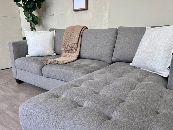 WE DELIVER! 🚚 - World Market Gray Modern Tufted L Sectional Couch with Storage Chaise
