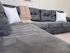 WE DELIVER! 🚚 - Greenish Gray Modern Tufted L Sectional Couch with Chaise