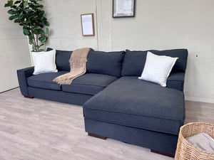 WE DELIVER! 🚚 - Ashley’s Furniture Charcoal Gray Modern Deep-Seated L Sectional Couch with Chaise