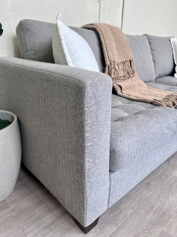 WE DELIVER! 🚚 - World Market Gray Modern Tufted L Sectional Couch with Storage Chaise