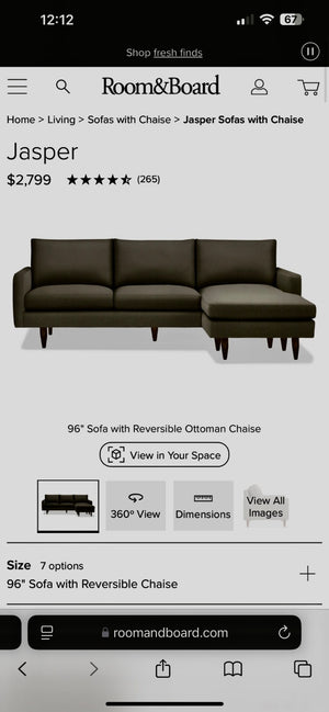 WE DELIVER! 🚚 - Room & Board “Jasper” Gray MCM L Sectional Couch with Chaise