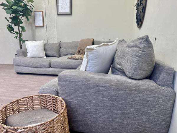 WE DELIVER! 🚚 - Ashley’s Furniture Light Gray Modern Deep-Seated L Sectional Couch - The Cozy Collection