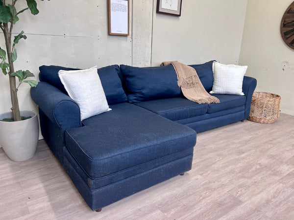 WE DELIVER! 🚚 - Bob’s Furniture Blue Modern L Sectional Couch with Chaise - The Cozy Collection