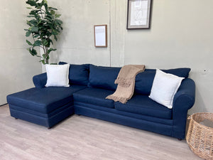 WE DELIVER! 🚚 - Bob’s Furniture Blue Modern L Sectional Couch with Chaise - The Cozy Collection