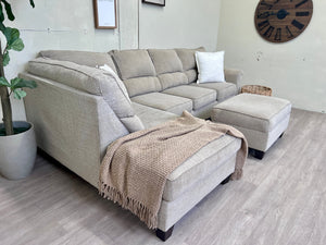 WE DELIVER! 🚚 - Bernie & Phyl’s Cream Modern Tufted L Sectional Couch with Chaise & Ottoman Set - The Cozy Collection