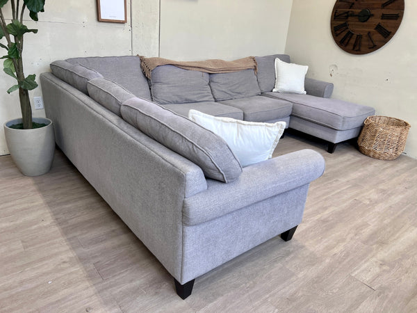 WE DELIVER! 🚚 - Boston Interiors Light Gray Modern U Sectional Couch with Chaise - The Cozy Collection