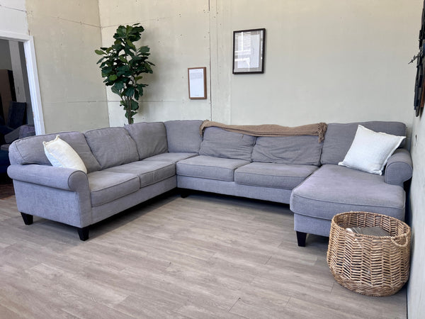 WE DELIVER! 🚚 - Boston Interiors Light Gray Modern U Sectional Couch with Chaise - The Cozy Collection