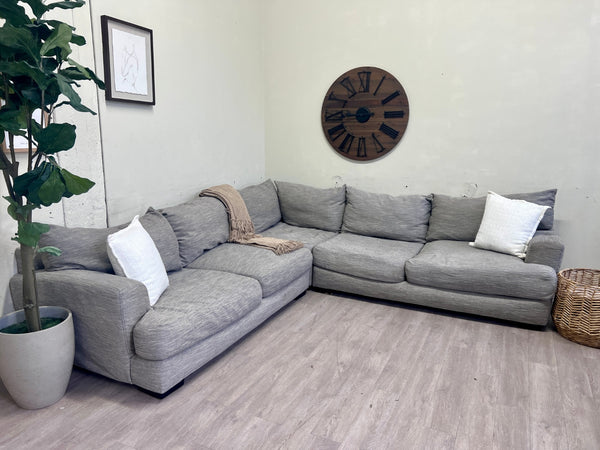 WE DELIVER! 🚚 - Ashley’s Furniture Light Gray Modern Deep-Seated L Sectional Couch - The Cozy Collection
