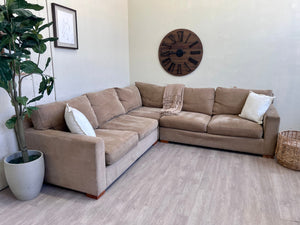 Beige Deep-Seated Microfiber Modern L Sectional Couch