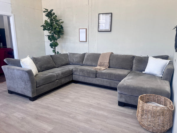 Macy’s Gray Modern Tufted U Sectional Couch with Chaise