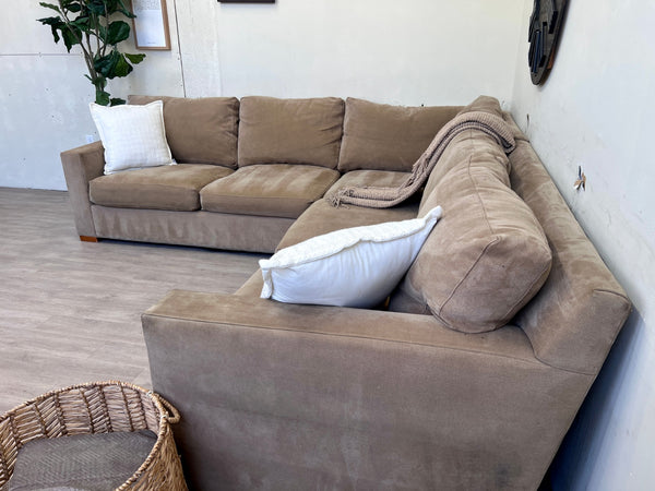 Beige Deep-Seated Microfiber Modern L Sectional Couch