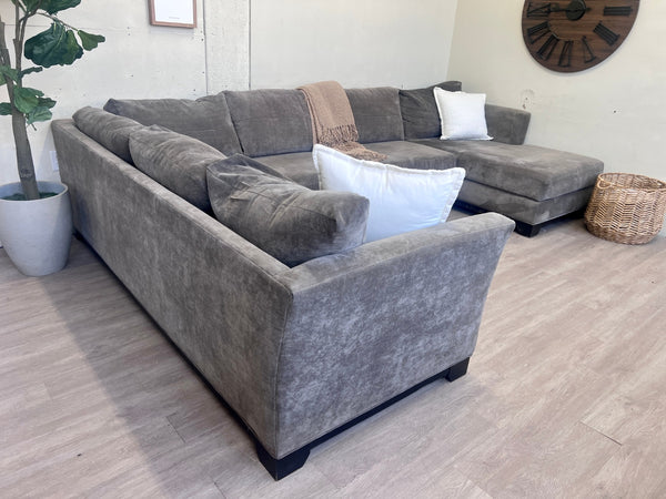 Macy’s Gray Modern Tufted U Sectional Couch with Chaise