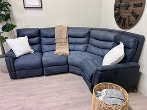 Blue Electric Reclining Modular Microfiber L Sectional Couch