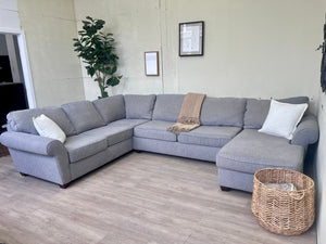 WE DELIVER! 🚚 - Jordan’s Furniture Light Gray Modern U Sectional Couch with Chaise
