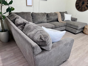 Bernie & Phyl’s “Luxe” Modern Brownish Deep-Seated Gray U Sectional Couch with Chaise