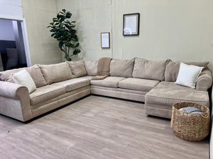 Bob’s Furniture Beige Microfiber Modern U Sectional Couch with Chaise