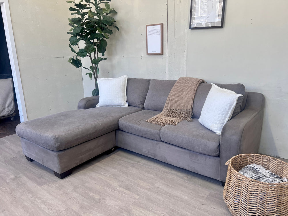 MaxHome Gray Modern Microfiber L Sectional Couch with Reversible Chaise