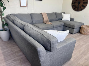 Boston Interiors "Atwood" Modern Gray U Sectional Couch with Chaise