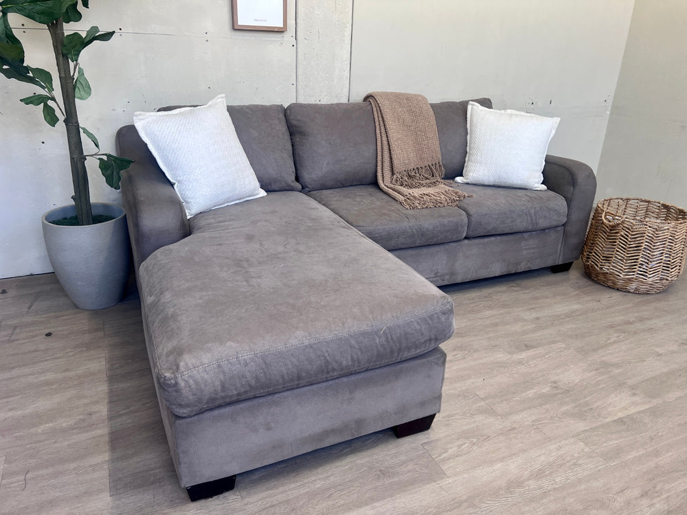 MaxHome Gray Modern Microfiber L Sectional Couch with Reversible Chaise