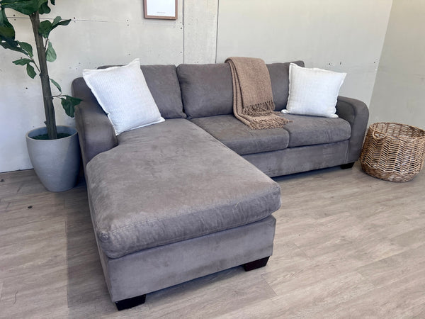 MaxHome Gray Modern Microfiber L Sectional Couch with Reversible Chaise