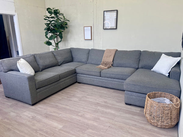 Boston Interiors "Atwood" Modern Gray U Sectional Couch with Chaise