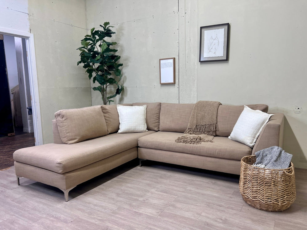 MCM Beige L Sectional Couch with Chaise