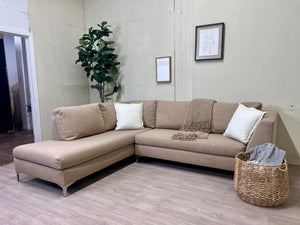 MCM Beige L Sectional Couch with Chaise